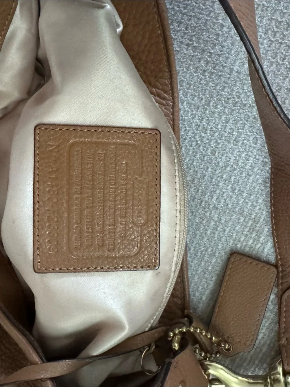 Coach Tan Pebbled Leather Hobo with Tassel